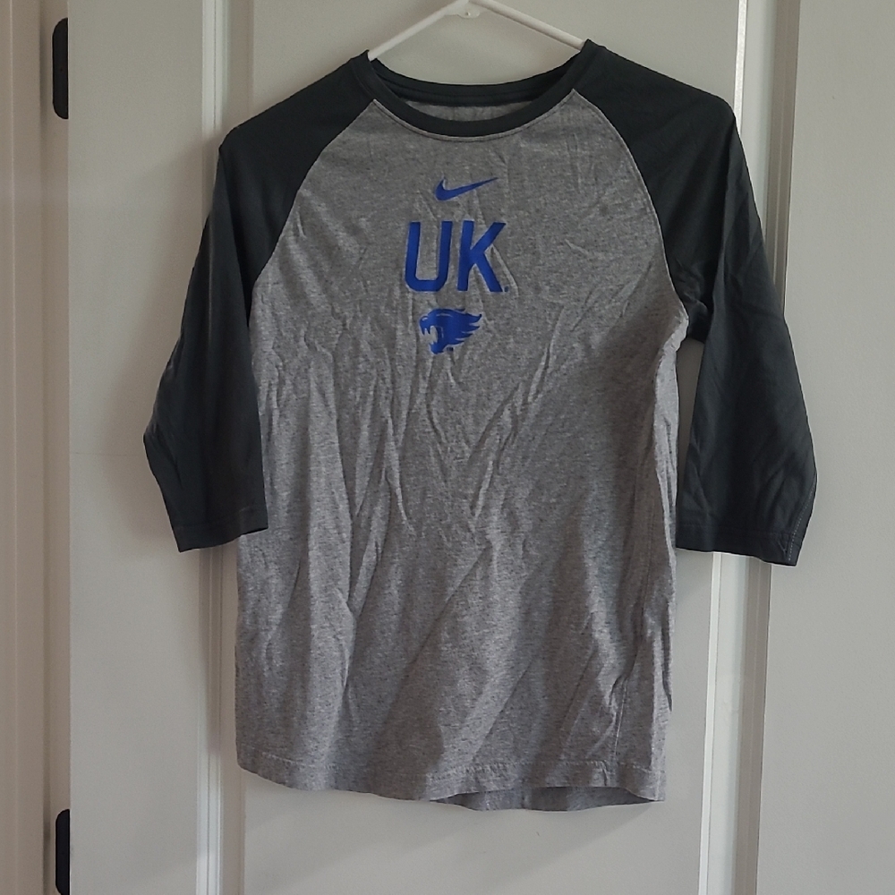 Nike Grey Raglan 3/4 Sleeve Tee with Blue UK Logo